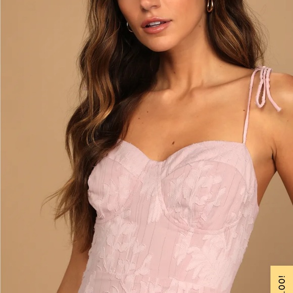 Lulus Loveliest Looks Blush Pink Floral Jacquard Tie-Strap Mini Dress - Picture 2 of 9